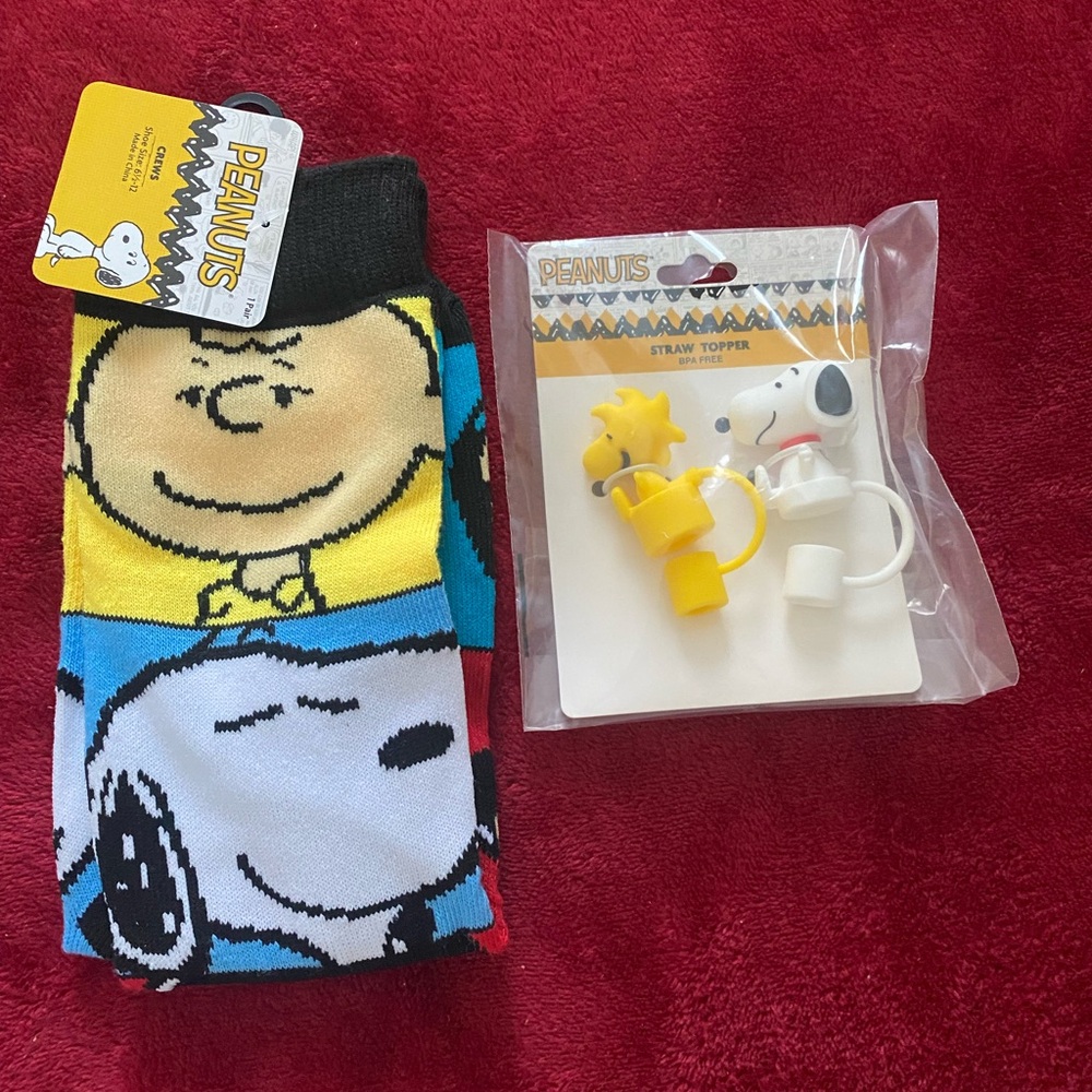 Peanuts Black and Yellow Character Socks with Blue Accents